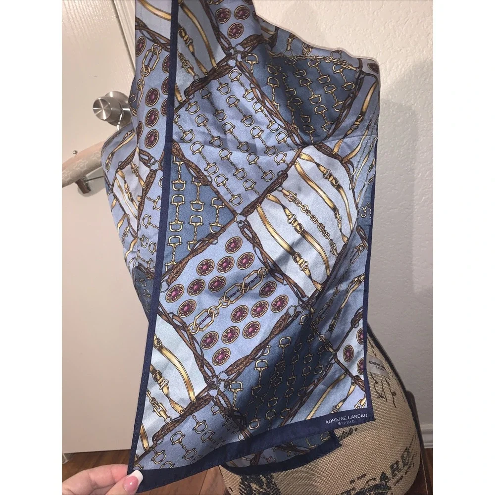 adrienne landau studio 100% silk sexy chain link pattern vintage
